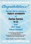 2015 Topps Tribute Autographs Carlos Correa ߥŹ 