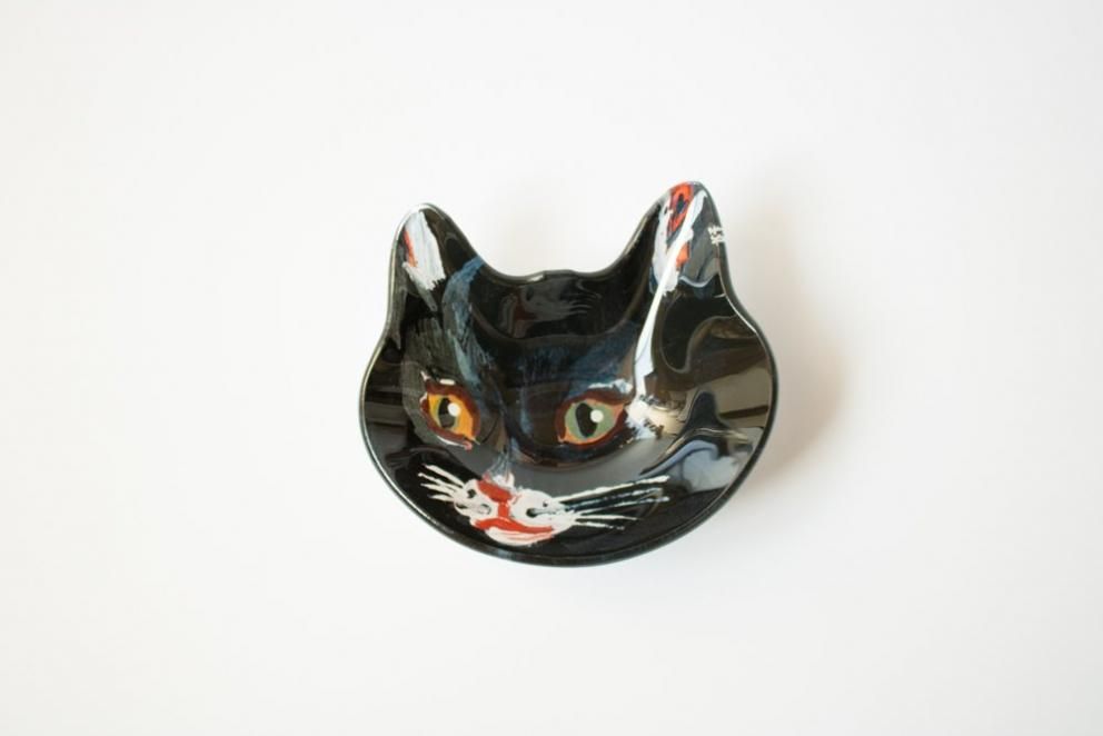 新品ナタリーレテガラス プレートボウル黒猫ねこネコキャット猫