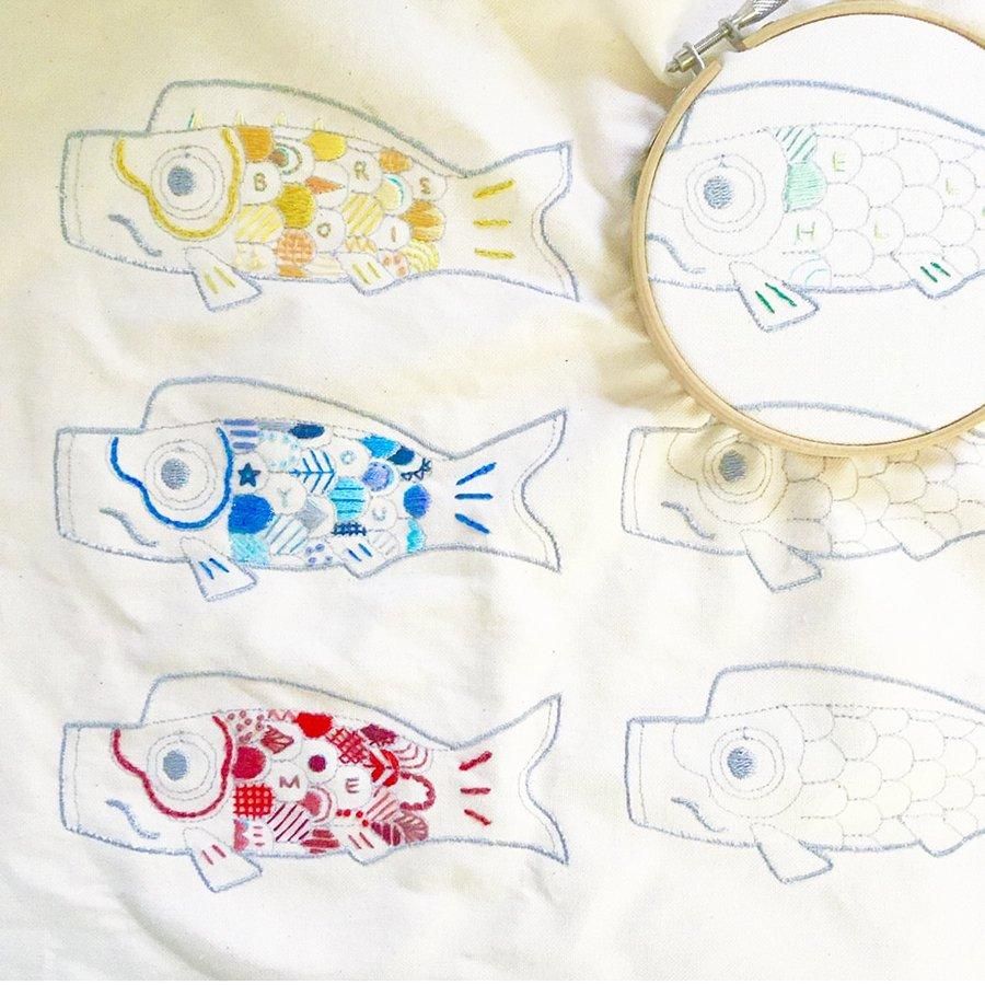 刺繍でつくるこいのぼりの通販 | ガーランド | クロヤギシロヤギ 刺繍でつくるこいのぼりの通販 | ガーランド | クロヤギシロヤギ