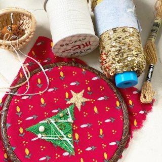 [2020/12/12 材料つきオンライン]2つのステッチで刺繍するクリスマスツリーワークショップ
