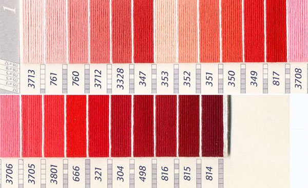 DMC刺繍糸 25番 ピンク・赤色系 1