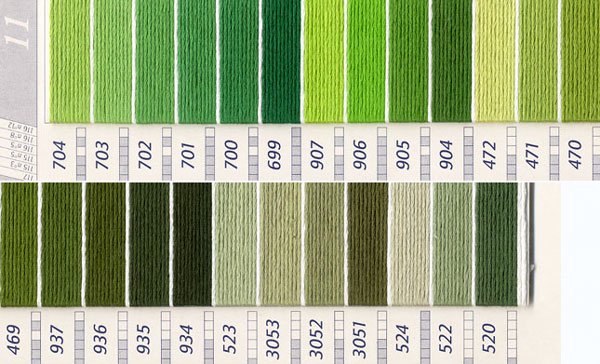 DMC刺繍糸 25番 緑・黄緑色系 3