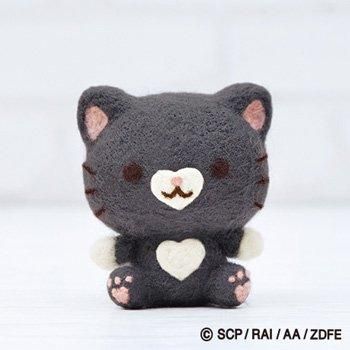 まん丸うさぎ黒だるま(福)＆うさぎちゃん2点セット羊毛フェルト