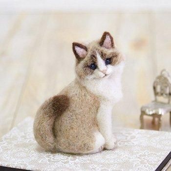 羊毛フェルト リアル猫 ラグドール 観賞用 置物 インテリア