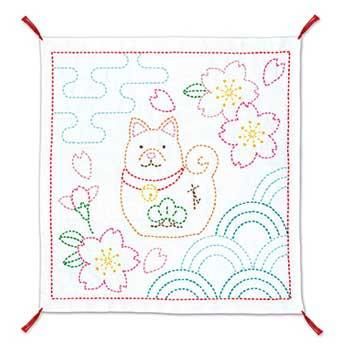 オリムパス 花ふきん 刺し子キット 戌とさくら SK-343 通販 オリムパス 花ふきん 刺し子キット 戌とさくら SK-343 通販