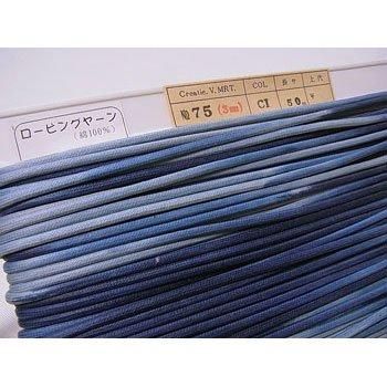 ロー引き紐 ローピングヤーン No75 col.CI 段染ブルー系 太さ約3mm