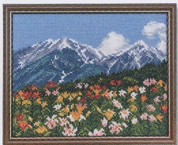 コスモ 刺繍キット 百合の花と北アルプス No.522002 クロスステッチ