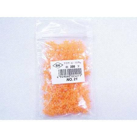 フラワービーズ 7mm col.21 オーロラ 蛍光オレンジ