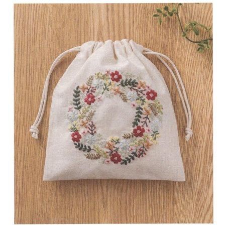 コスモ 刺繍キット 巾着 小花のリース 542403 通販｜手芸の店 も