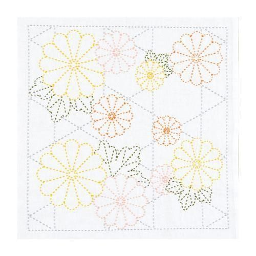 オリムパス 花ふきん 刺し子キット 重陽の菊かごめ 白 SK-493