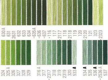 コスモ刺繍糸 25番 緑系 国産刺繍糸