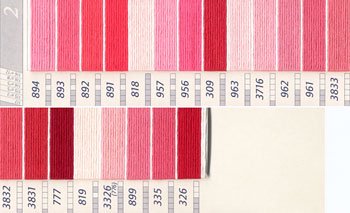 DMC 刺繍糸セット 25番 col.894〜326x各1束 21色セット ピンク・赤色系 2