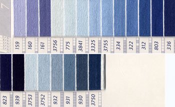 DMC 刺繍糸セット 25番 col.159〜3750x各1束 21色セット 紫・青色系 3