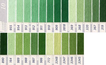 DMC 刺繍糸セット 25番 col.955～3345x各1束 24色セット 緑・黄緑色系 2