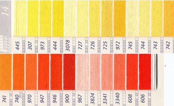 DMC 刺繍糸セット 25番 col.445〜606x各1束 25色セット 黄・橙色系 2