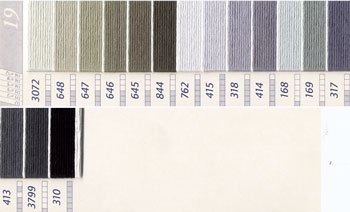 DMC 刺繍糸セット 25番 col.3072〜310x各1束 16色セット 茶・白黒系 3
