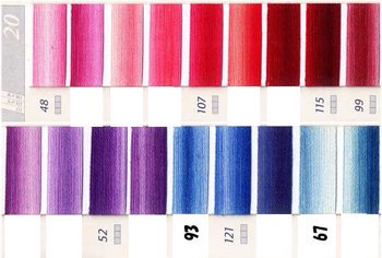 DMC 刺繍糸セット 25番 col.48〜67x各1束 8色セット 段染め・グラデーション 1