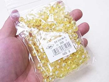 島村SH 丸ビーズ DX8mm 1箱（10袋） col.5 オーロラ 黄色
