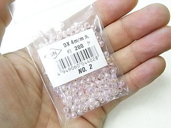 島村SH 丸ビーズ DX 4mm 1箱（20袋） col.2 オーロラ 薄ピンク