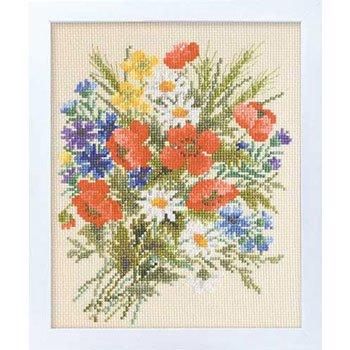 【絶版品】 花売り　刺繍パッチ 刺しゅうキット 『刺繍キット はじめてのクロスステッチ バラとリボン