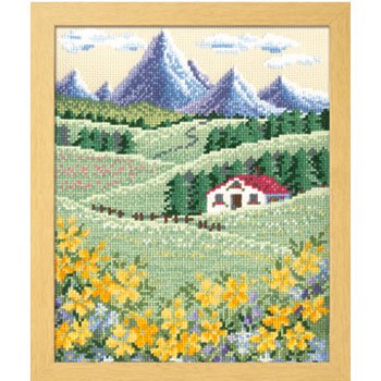 オリムパス 刺繍キット アルプスの山並みとハイジの花畑 7425