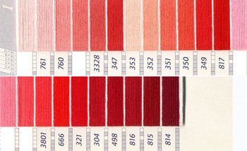 DMC 刺繍糸セット 5番 col.761〜814x各1束 18色セット ピンク・赤色系 1
