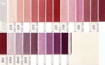 DMC 刺繍糸セット 5番 col.225〜3041x各1束 11色セット ピンク・赤色系 4