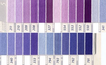 DMC 刺繍糸セット 5番 col.211〜791x各1束 16色セット 紫・青色系 1