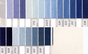 DMC 刺繍糸セット 5番 col.775〜930x各1束 12色セット 紫・青色系 3