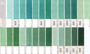 DMC 刺繍糸セット 5番 col.959〜500x各1束 11色セット 緑・黄緑色系 1