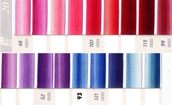 DMC 刺繍糸セット 5番 col.48〜121x各1束 7色セット ミックス系 1