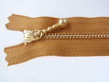 YKK 3G 玉付きファスナー 10cm ゴールド col.508 黄土色