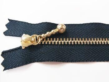 YKK 3G 玉付きファスナー 15cm ゴールド col.560 紺