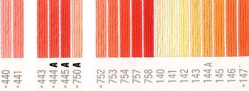 コスモ 刺繍糸セット 25番 col.440〜147x各1束 20色セット オレンジ系 2