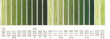 コスモ 刺繍糸セット 25番 col.630A〜2323x各1束 20色セット 緑系 1