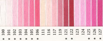 オリムパス 刺繍糸セット 25番 col.100〜127x各1束 18色セット ピンク・赤系 1-1
