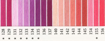 オリムパス 刺繍糸セット 25番 col.128〜156x各1束 18色セット ピンク・赤系 1-2
