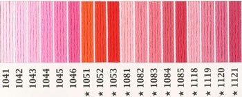 オリムパス 刺繍糸セット 25番 col.1041〜1121x各1束 18色セット ピンク・赤系 3-1