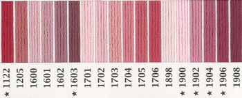 オリムパス 刺繍糸セット 25番 col.1122〜1908x各1束 18色セット ピンク・赤系 3-2