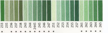 オリムパス 刺繍糸セット 25番 col.233〜265x各1束 22色セット 緑・黄緑色系 1-2