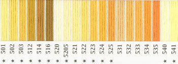オリムパス 刺繍糸セット 25番 col.501〜541x各1束 20色セット 黄色・橙色系 1-1
