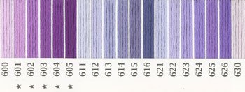 オリムパス 刺繍糸セット 25番 col.600〜630x各1束 19色セット 紫色系 1-1