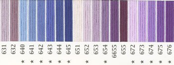 オリムパス 刺繍糸セット 25番 col.631〜676x各1束 19色セット 紫色系 1-2