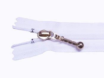 YKK 5CN 玉付きコイルファスナー 30cm col.501 白