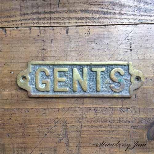 送料込！英国アンティーク 真鍮プレート GENTS イギリス