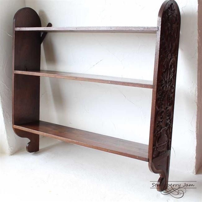 L3310-48 英国アンティーク オーク ウォールシェルフ シェルフ 本棚 L3310-48 英国アンティーク オーク ウォールシェルフ シェルフ