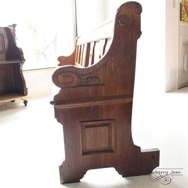 L3310-57 英国アンティーク オーク チャーチ ロング ベンチ 教会