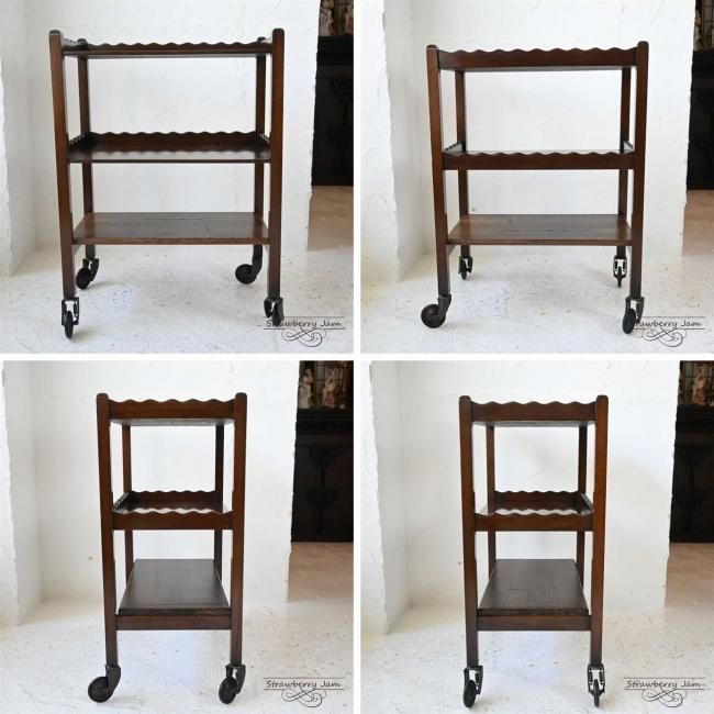 L3501-93 英国アンティーク オーク ワゴン 収納 トローリー イギリス