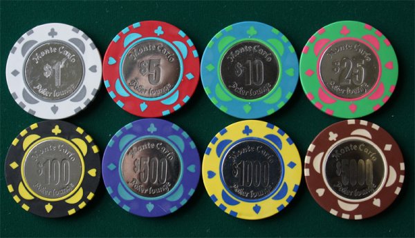 コイン・インレイ チップ（サンプルセット） 8枚 - カジノ、ポーカー 