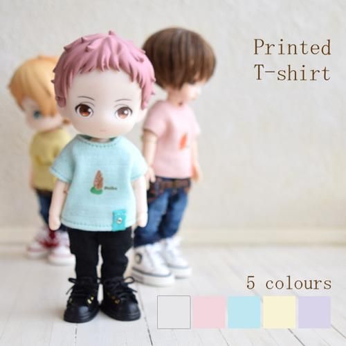 1/12ボディ兼用サイズ プリントTシャツ☆半袖カットソー☆5colors/ねんどろいど,オビツ11,ピコドー9・10,YmY,Ufdollなど